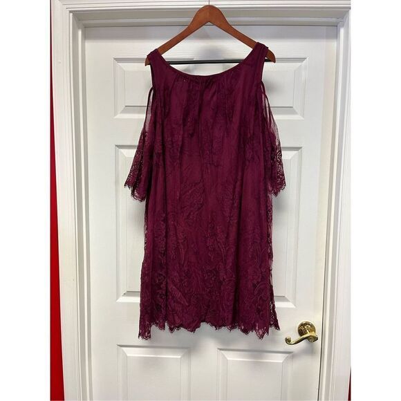 Torrid Burgundy Lace Cold Shoulder Trapeze Midi Dress sz 3X NWT - Picture 9 of 10